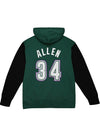 Mitchell & Ness HWC '93 Ray Allen Milwaukee Bucks Hooded Sweatshirt In Green & Black - Back View
