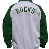 Big & Tall Profile Split Green Milwaukee Bucks Sweatshirt Jacket In Green & Grey - Back View