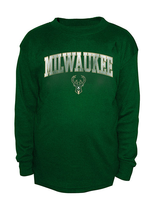 Big & Tall Profile Deer Green Milwaukee Bucks Long Sleeve Thermal T-Shirt In Green - Front View