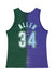 Mitchell & Ness HWC Ray Allen Tie Dye Milwaukee Bucks Tank In Green & Purple - Back View