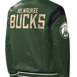 Starter Satin Force Play Milwaukee Bucks Jacket In Green - Back View