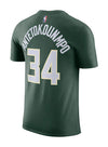 Nike 2022 Icon Edition Giannis Antetokounmpo Milwaukee Bucks T-Shirt In Green - Back View