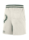 Nike Courtside Fleece Phantom Milwaukee Bucks Shorts In Cream & Green - Back View