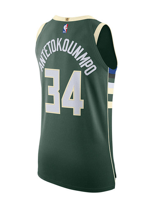 Nike 2022 Icon Edition Giannis Antetokounmpo Milwaukee Bucks Authentic Jersey In Green - Back View