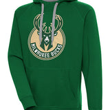 Antigua Victory Global Milwaukee Bucks Hooded Sweatshirt In Green - Front View