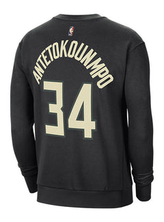 Jordan 2022 Statement Edition Giannis Milwaukee Bucks Crewneck Sweatshirt In Black - Back View
