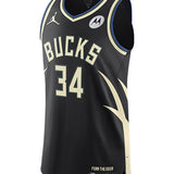 Jordan 2022 Statement Edition Giannis Antetokounmpo Milwaukee Bucks Authentic Jersey In Black - Front View
