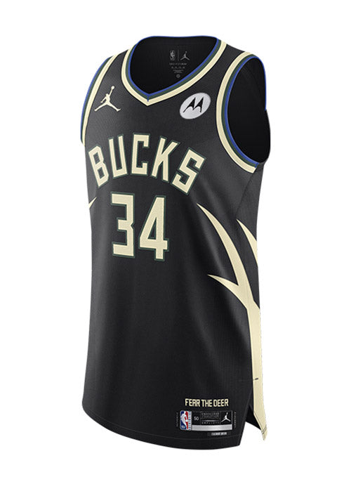 Jordan 2022 Statement Edition Giannis Antetokounmpo Milwaukee Bucks Authentic Jersey In Black - Front View