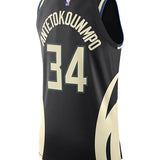 Jordan 2022 Statement Edition Giannis Antetokounmpo Milwaukee Bucks Authentic Jersey In Black - Back View