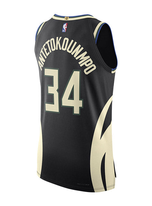 Jordan 2022 Statement Edition Giannis Antetokounmpo Milwaukee Bucks Authentic Jersey In Black - Back View