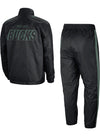 Nike Tracksuit Courtside 22 Black Milwaukee Bucks Outfit In Black & Green - Jacket & Pants Back View