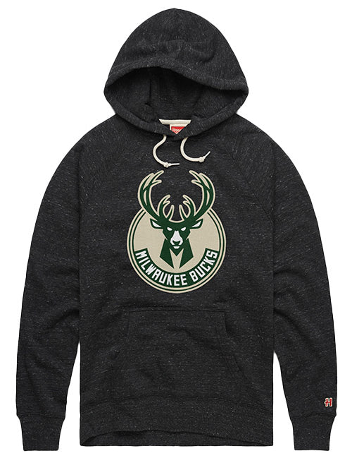 Homage Hand Drawn Global Charcoal Milwaukee Bucks Hooded Sweatshirt In Grey - Front View