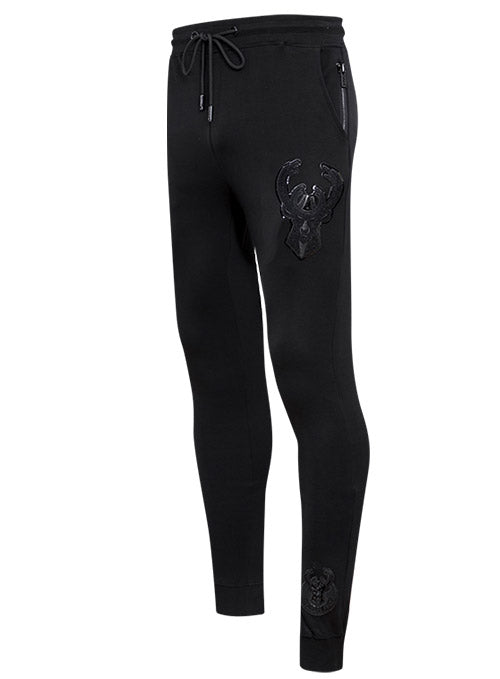 Pro Standard Triple Black Milwaukee Bucks Jogger In Black - Front Left View