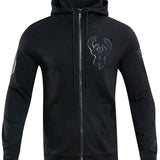 Pro Standard Triple Black Milwaukee Bucks Full Zip Hooded Sweatshirt In Black - Front View