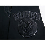Pro Standard Triple Black Milwaukee Bucks Full Zip Hooded Sweatshirt In Black - Zoom View On Left Shoulder