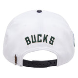 Pro Standard Classic Wool Milwaukee Bucks Snapback Hat In White - Back View