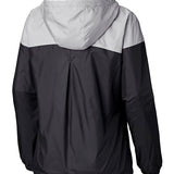 Women's Columbia Flash Forward Milwaukee Bucks Full Zip Windbreaker Jacket In Black & Grey - Back View
