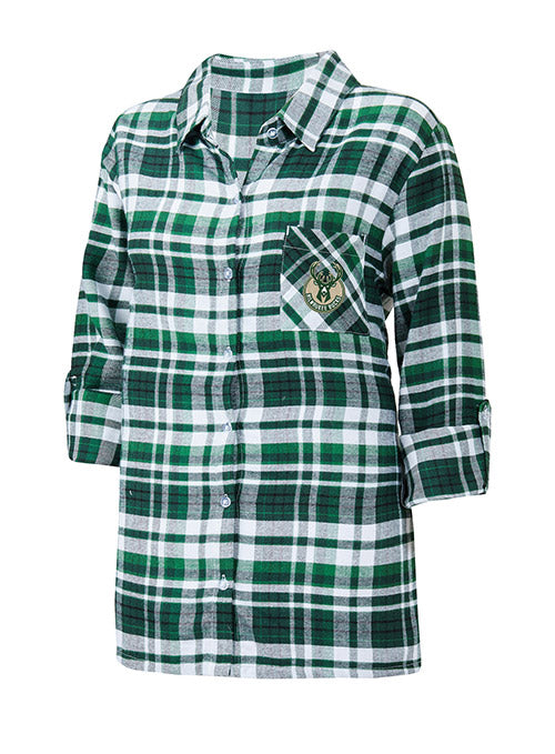 Women's Concepts Sport Mainstay Flannel Milwaukee Bucks Nightshirt