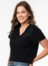 Women's Lusso Lucy Stars & Stitches Milwaukee Bucks T-Shirt In Black - Shirt On Model