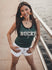Women's New Era Athletic Green Word Milwaukee Bucks Tank - Shirt On Model