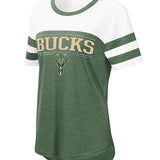 Women's Touch Setter Milwaukee Bucks T-Shirt In Green & White - Front View