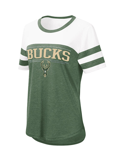 Women's Touch Setter Milwaukee Bucks T-Shirt In Green & White - Front View