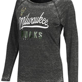 Women's Touch Free Agent Milwaukee Bucks Long Sleeve T-Shirt In Grey - Front View