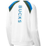 Women's G-III Red Flag Milwaukee Bucks Track Jacket In White - Back View