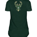 Women's New Era V-Neck Gameday Flag Green Milwaukee Bucks T-Shirt - Back View