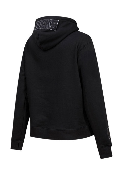 Women's Pro Standard Triple Black Milwaukee Bucks Hooded Sweatshirt In Black - Back Right View