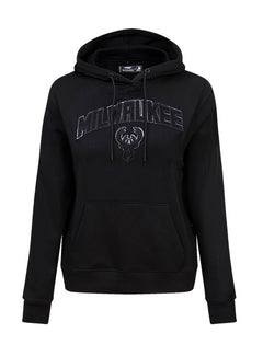 Women's Pro Standard Triple Black Milwaukee Bucks Hooded Sweatshirt In Black - Front View