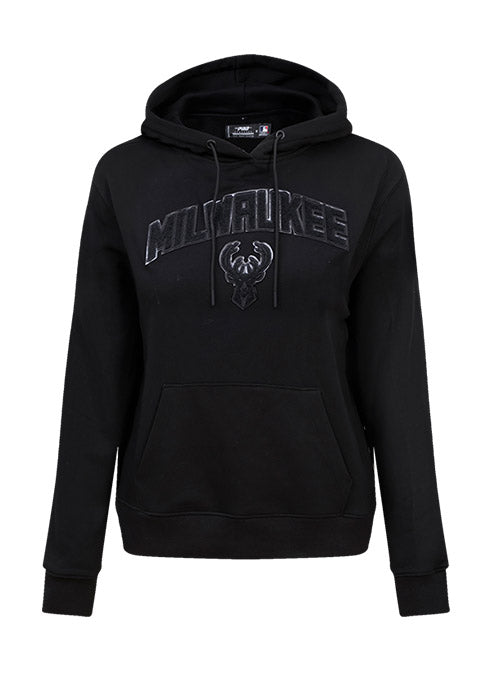Women's Pro Standard Triple Black Milwaukee Bucks Hooded Sweatshirt