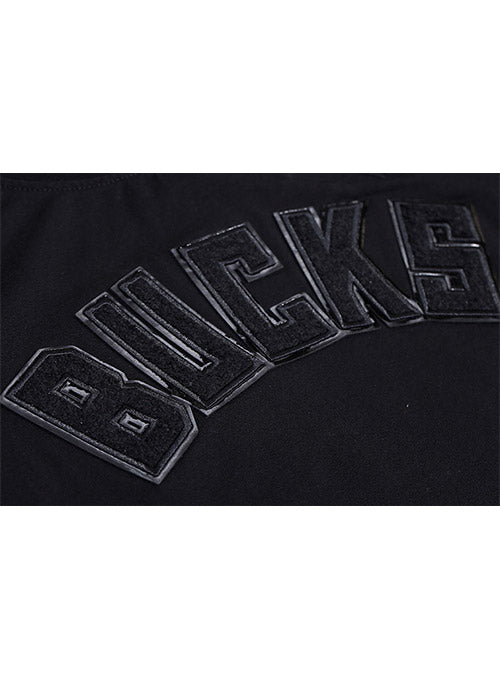 Women's Pro Standard Triple Black Slim Milwaukee Bucks T-Shirt In Black - Zoom View On Front Graphic