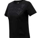Women's Pro Standard Triple Black Slim Milwaukee Bucks T-Shirt In Black - Front Left View