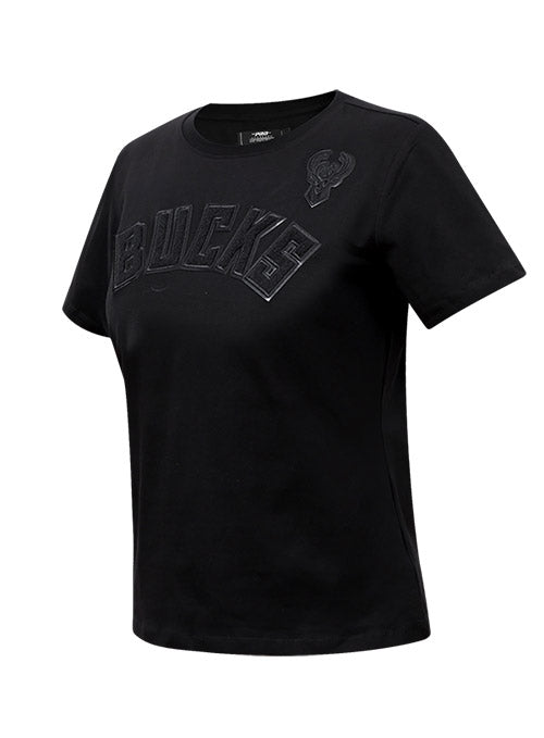 Women's Pro Standard Triple Black Slim Milwaukee Bucks T-Shirt In Black - Front Left View