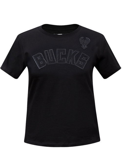 Women's Pro Standard Triple Black Slim Milwaukee Bucks T-Shirt