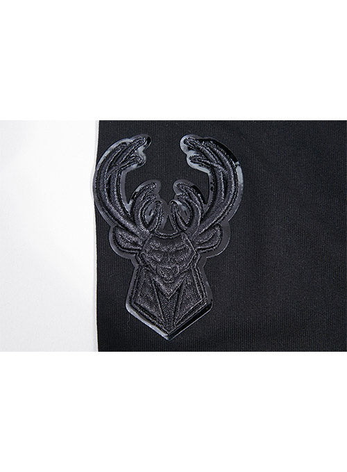 Women's Pro Standard Triple Black Milwaukee Bucks Leggings In Black - Zoom View On Left Hip Graphic
