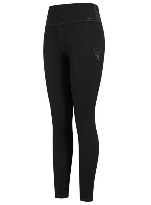 Women's Pro Standard Triple Black Milwaukee Bucks Leggings In Black - Left Side View