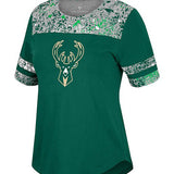 Women's Love Fern Icon Milwaukee Bucks T-Shirt In Green - Front View