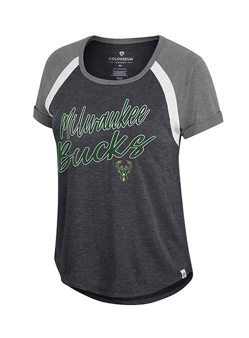 Women's Calling My Bluff Milwaukee Bucks T-Shirt In Grey - Front View