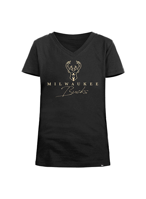 Youth Girls New Era Script Icon Milwaukee Bucks T-Shirt