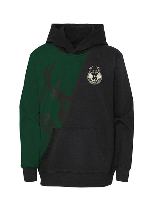 Youth Outerstuff Unrivaled Terry Hooded Sweatshirt In Black & Green - Front View