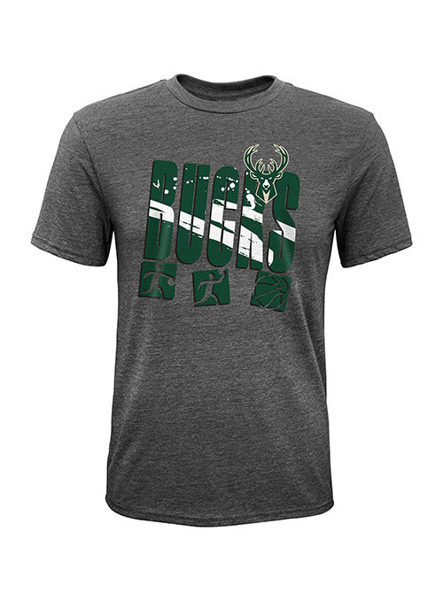 Youth Outerstuff Full Tilt Milwaukee Bucks T-Shirt In Grey - Front View