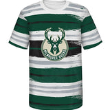 Youth Outerstuff Run It Back Milwaukee Bucks T-shirt In Green & White - Front View