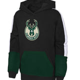 Youth Outerstuff In Your Element Milwaukee Bucks Hooded Sweatshirt In Black & Green - Front View