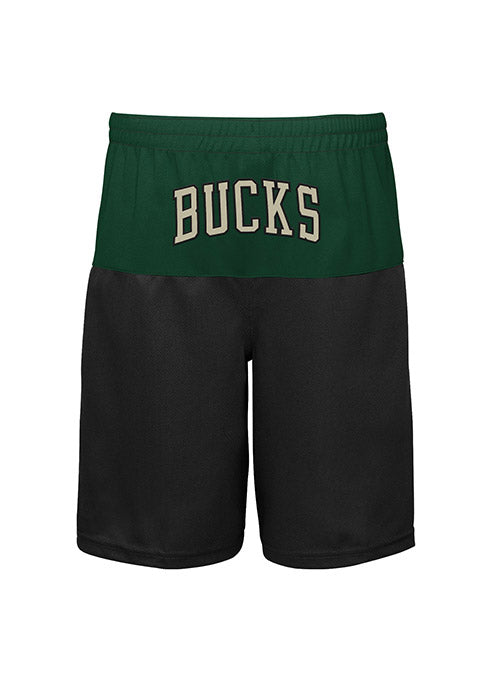 Youth Outerstuff Giannis Antetokounmpo Pandemonium Milwaukee Bucks Shorts In Black & Green - Back View