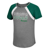 Youth Girls Chloe Milwaukee Bucks T-Shirt In Grey & Green - Front View
