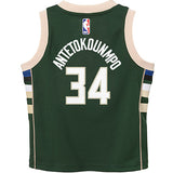 Juvenile Nike Icon Giannis Milwaukee Bucks Replica Jersey In Green - Back View