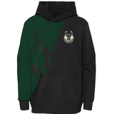 Juvenile Outerstuff Unrivaled Terry Milwaukee Bucks Hooded Sweatshirt In Black & Green - Front View