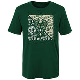 Juvenile Outerstuff Divide Milwaukee Bucks T-Shirt In Green - Front View